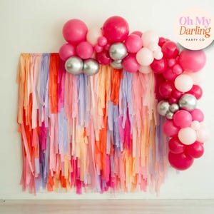 Pink and Purple Decor – Bachelorette Party Theme for Bridal Celebrations, Event Decor & Customizable Party Backdrops, Fringe Garland