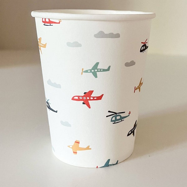 Airplane Cups | Airplane Party Decor | Up, Up and Away | Party Cups | Paper Cups | Boy Birthday Party | Airplane Decor |