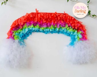 Chasing Rainbows Fringe Backdrop - Colorful Kids Birthday Party Decor, Photo Booth Wall Hanging