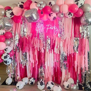 Streamer Backdrop, Fringe Backdrop, Pink Birthday Decorations,  Bachelorette, Pink and Red Party, Unicorn Party, Pink Theme, Valentine 