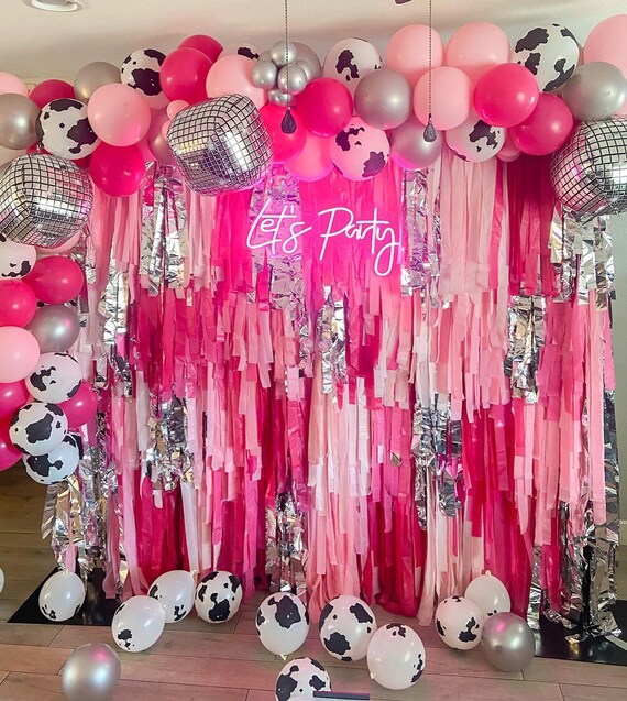 Rainbow Party Plastic Fringe Backdrop | Plastic Streamers