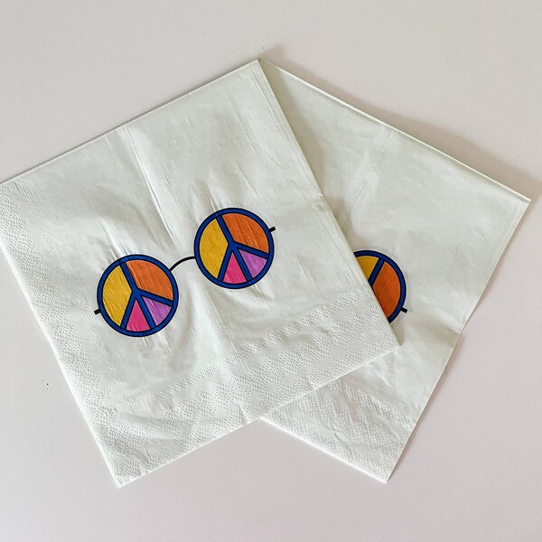 Groovy Napkins Large | Retro Paper Napkins for 1970s Bachelorette party or Birthday Party | Hippie Party Decor