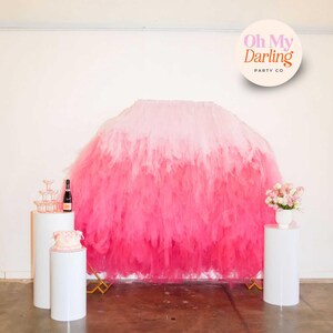 Pink Ombre Tulle Backdrop: Handmade Party & Event Decor, Streamers for Party, Party Decor