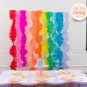 Rainbow Crepe Paper Backdrop – Affordable Fringe Decor for Colorful Parties, Celebrations & Custom Event Backdrops, Streamer Wall