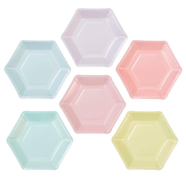 We Heart Pastels Hexagonal Shaped Plates | Pretty Pastel Decor | Baby Shower | Valentines Day Decor | Easter Decor |