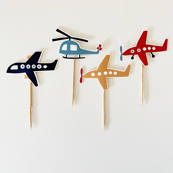 Airplane Cupcake Toppers | Up, Up and Away Birthday Party | Airplane Party Decor | Cake Toppers | Boy Birthday Decor