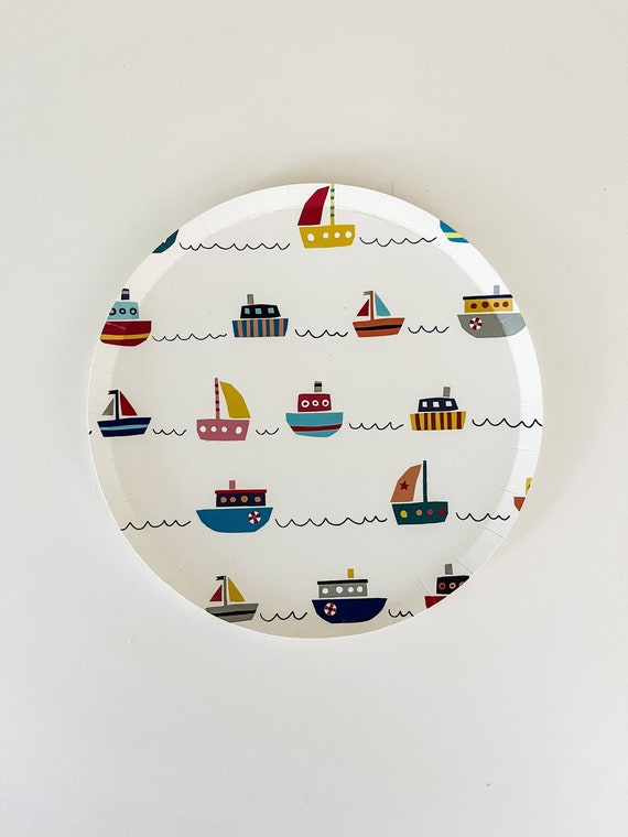 Boat Plate Small Tug Boat Party Decor Nautical Kids Birthday Party With  Boats Nautical Party Decor 