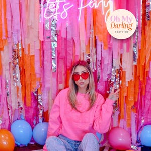 Pink & Orange Fringe Backdrop, Disco, Pink Party, Pink Orange Birthday Party Decor, 70&#39;s Party, Retro Bachelorette Party, Fringe Backdrop