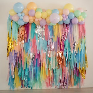 Pastel Rainbow Backdrop for Birthday Party Decor -Streamer Fringe Backdrop Decor for Party Celebration -Personalized Decor for Rainbow Party