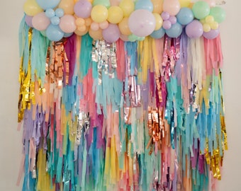 Pastel Rainbow Backdrop for Birthday Party Decor -Streamer Fringe Backdrop Decor for Party Celebration -Personalized Decor for Rainbow Party
