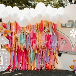 Flower Power Fringe Backdrop: 70s Bachelorette Party Decor, Fringe Backdrop, Streamers, Party Decor