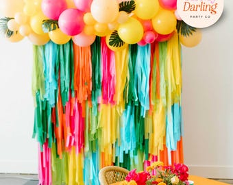 Hawaiian Luau Party Decor – Tropical Theme for Summer Celebrations, Luau Events & Customizable Party Backdrops, Fringe Backdrop