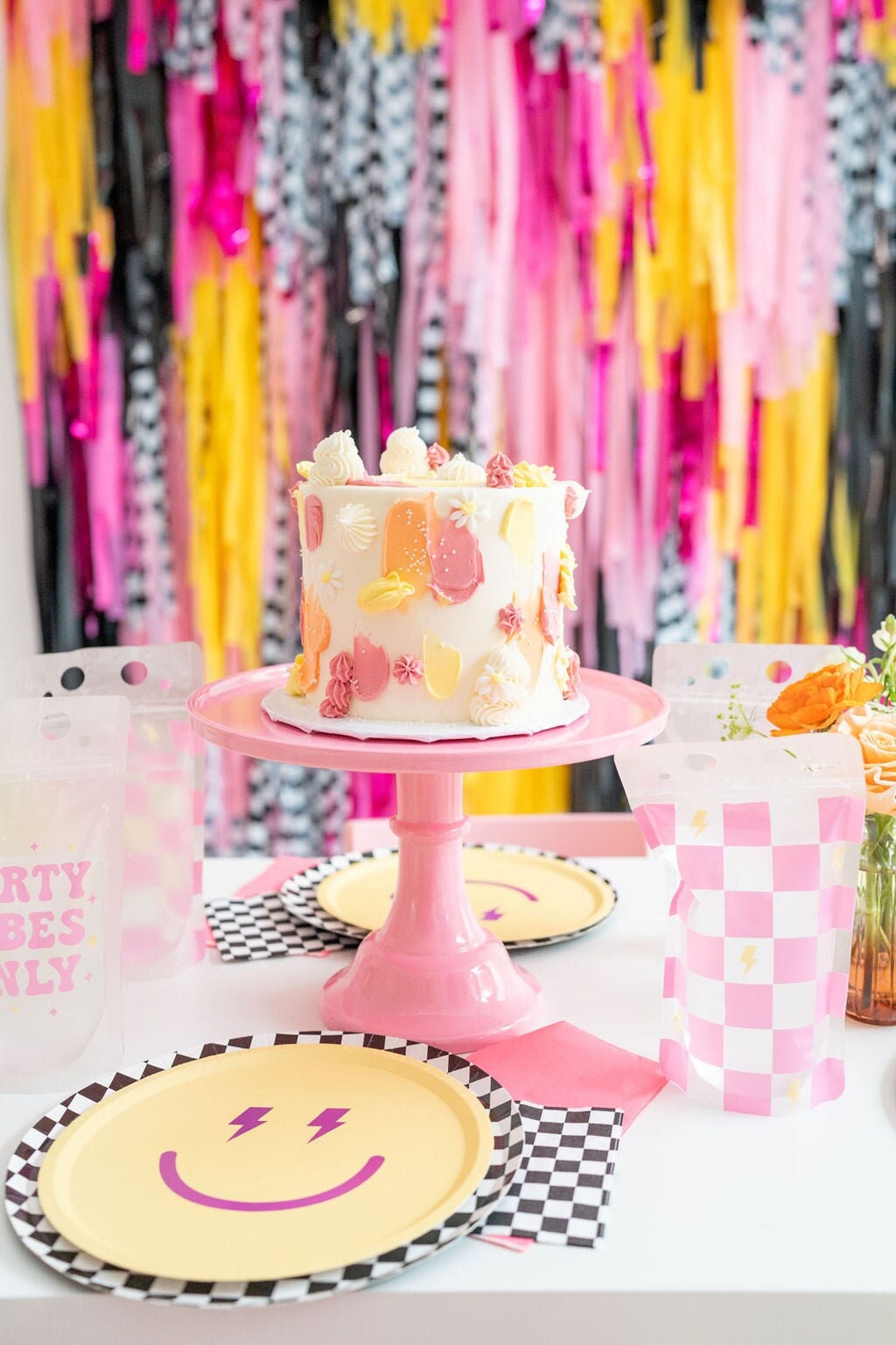 Happy Face Birthday Banner Preppy Party Decor Smile Birthday - Etsy