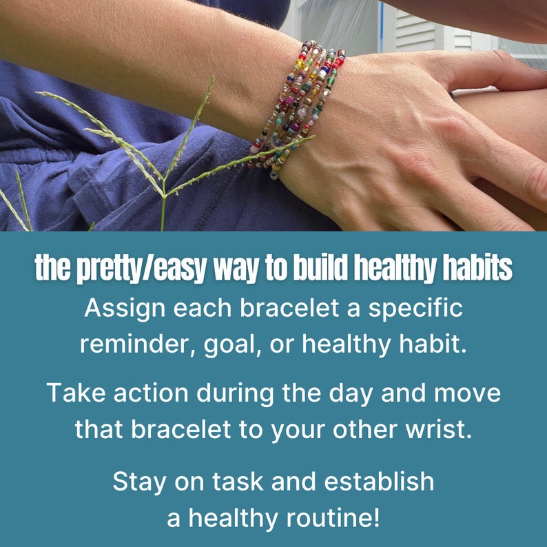 Stackable Habit Tracking Bracelets | Reminder Bracelet | Wrist Reminders | Task Bracelet | Habit Bracelet | ADHD | Water Tracker Beads image 4