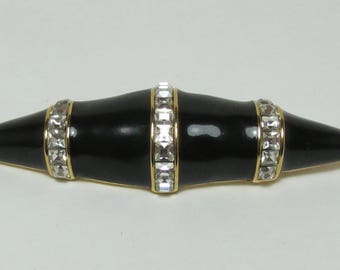 SALE Vintage Oscar de la Renta Enamel and Rhinestone Brooch
