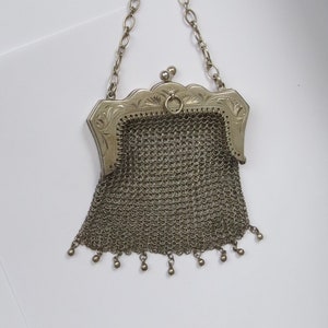 Antique Sterling Silver Chain Mail Purse/Chatelaine/ French