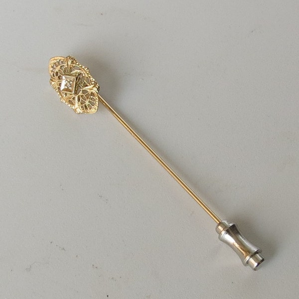 Vintage 14K Stick Pin with Diamond