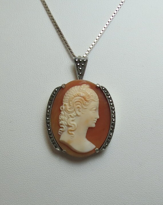 en argent massif 925 ras du cou Cha/îne incluse Pendentif coquillage et marcassite