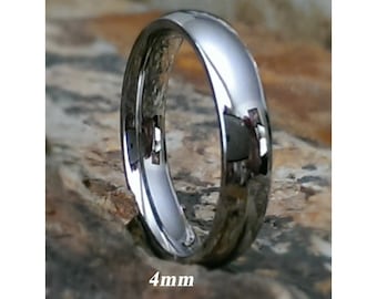 Alianza de boda de tungsteno de 4 mm: anillo pulido de ajuste cómodo, grabado personalizado