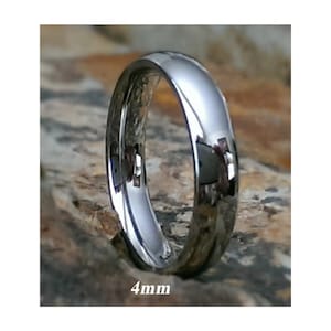 4mm Tungsten Mens Womens Wedding Band, Tungsten Wedding Band Mens Womens, Polished Tungsten Ring, Custom Engraved His and Hers Wedding Bands