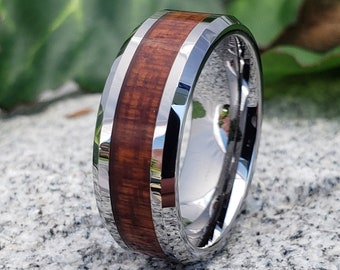 Tungsten Ring, Mens Tungsten Wedding Band, Wood Ring, Mens Wedding Band, Tungsten Ring, Tungsten Band, Free Engraving