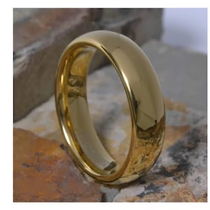 14K Gold Plated Tungsten Wedding Band: Comfort Fit, Scratch Resistant