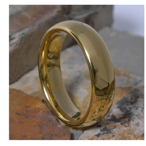 Gold Tungsten Ring, Gold Ring, Mens Wedding Band, Mens Yellow Gold Ring, Gold Tungsten Band, Tungsten Ring, Yellow Gold Mens Ring, 6mm