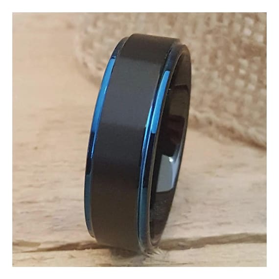 Black Tungsten Ring: Men's Wedding Band, Custom Engraved