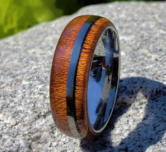 Tungsten koa wood ring deals