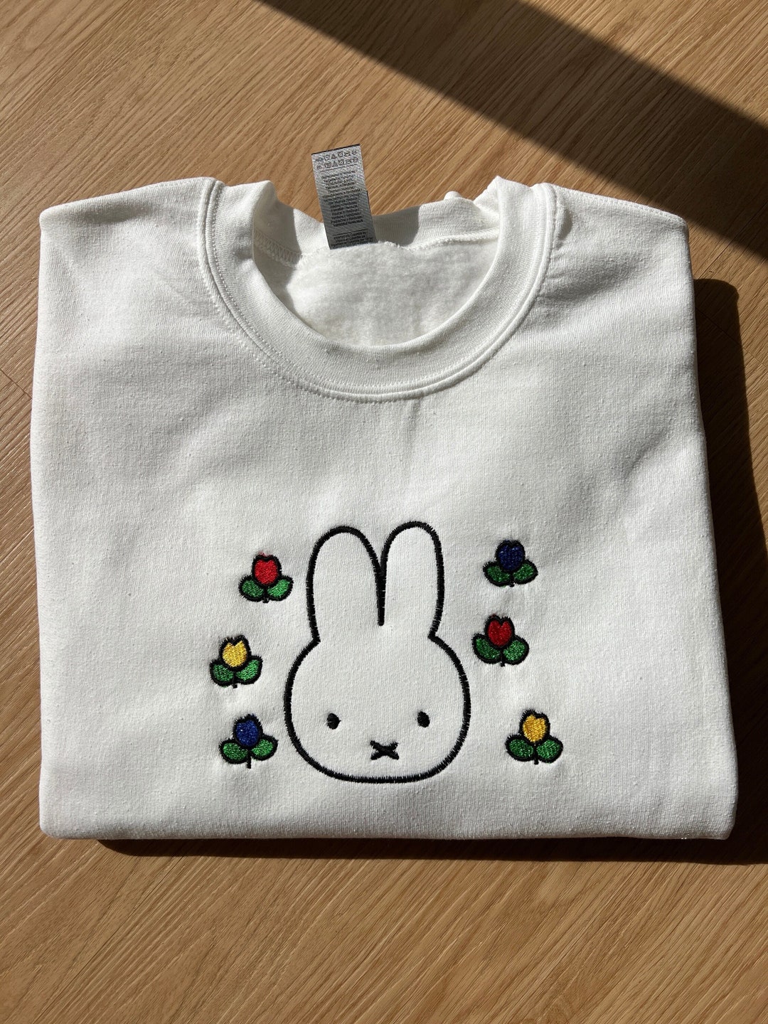Miffy Embroidered Sweater With Tulip Design Cute White Rabbit ...