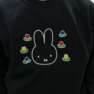 Miffy Embroidered Sweater With Tulip Design Cute White Rabbit ...
