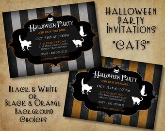 Cats Halloween Party Invitation - (DIGITAL FILE ONLY)