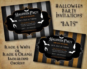 Bats Halloween Party Invitation - (DIGITAL FILE ONLY)