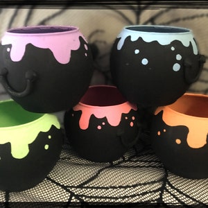 Black and Pastel Cauldron Candle Holders