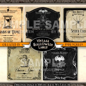 Wide Bottle and Jar Halloween Label Set image 1