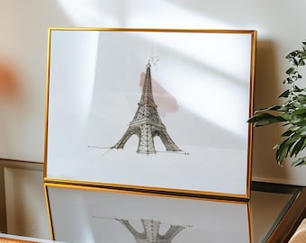Impresión en acuarela de la Torre Eiffel: Arquitectura romántica de París, póster de viaje (archivo digital disponible)