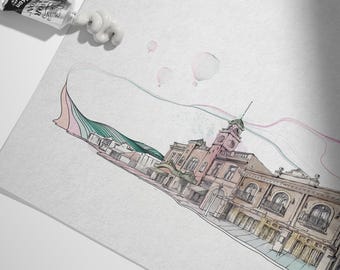 Impresión artística del centro de Sonoma: región vinícola de California