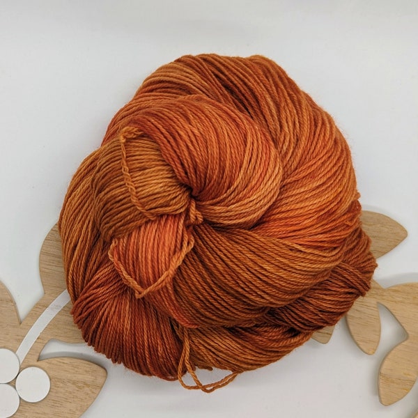 Fingering Weight Sock Yarn/Warm Orange Kettle Dyed Yarn (75/25 Superwash Merino Wool/Nylon) Hand Dyed / Cheeto Dust