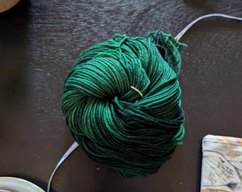 Dark Forest Green DK Yarn: Hand-Dyed Super Wash Merino Nylon Blend