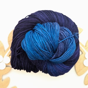 Sport Weight Yarn / Dark Purple, Indigo, and Turquoise Blue Dip-Dyed  (100% Superwash Merino Wool) Expanse