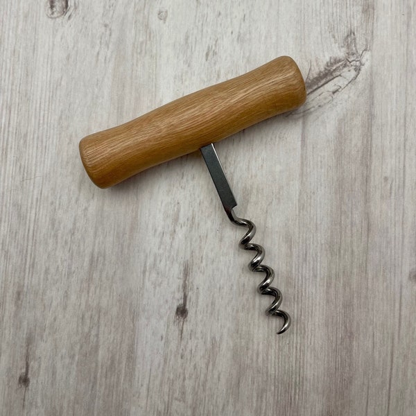 Blank T-Style Wood Handled Stainless Steel Corkscrew, Wine Opener