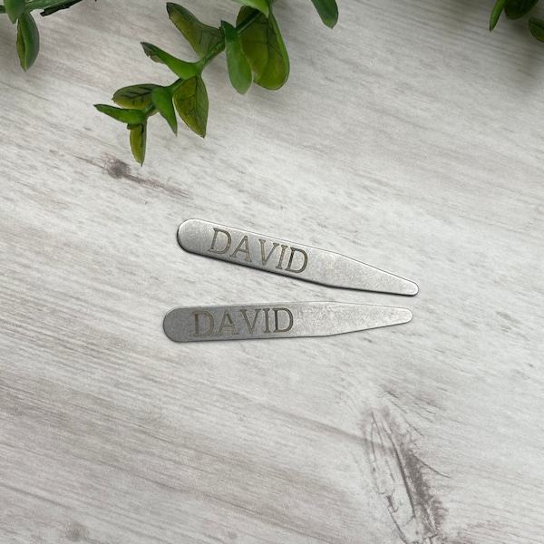Personalized Collar Stays - Gift for Dad or Grad - Engraved Stainless Steel Collar Stiffener - Groomsman or Groom Gift - Wedding Party Gift