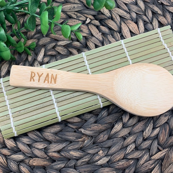 Sushi Mat With Engraved Paddle, Engraved Rice Paddle, Gift For Sushi Lovers, Personalized/Engraved Sushi Kit