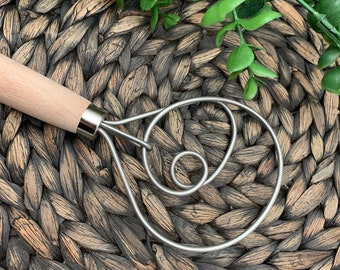 Personalized Danish Dough Whisk – Laser Engraved, 12" Wood Handle