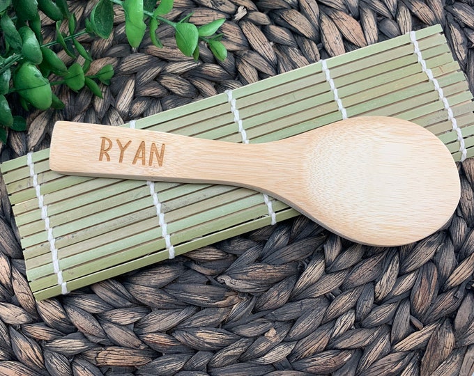 Personalized Bamboo Sushi Mat & Engraved Paddle, Sushi Lover Gift