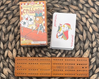 Personalized Folding Wooden Cribbage Game - Engraved Cribbage - Personalized Toy/Game