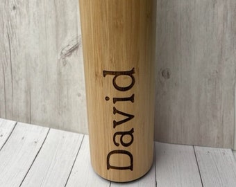 Personalized Wood Water Bottle, Bamboo and Stainless Water Bottle, Engraved Bamboo Bottle, Infuser Bottle