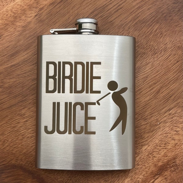 Birdie Juice Flachmann aus Edelstahl oder Leder, Flachmann für Golfer, Geschenke für Ihn