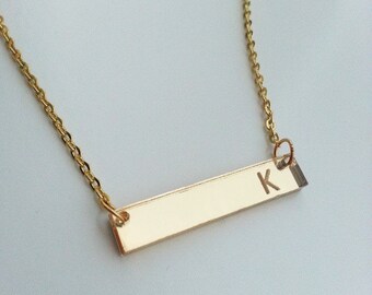 Personalized Initial Bar Necklace (Mirror Acrylic) - Custom Bar Necklace - Mother's Gift - Bridesmaid Gift - Gift for Her