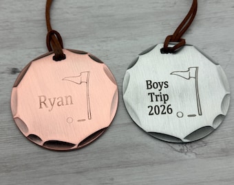 Personalized Live Edge Golf Bag Tag, Custom Golfer Gift, 2.7 Inch Hanging Golf Tag, Golf Ornament, Golf Tournament Gift